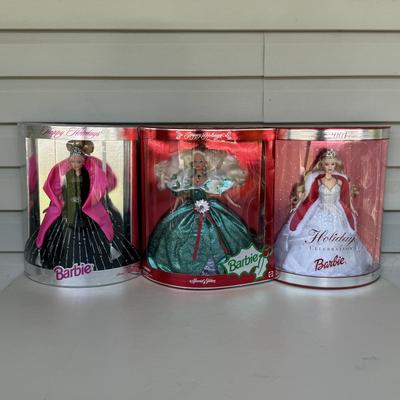LOT 15P: NRFB Mattel Happy Holidays Barbie Dolls - 50304, 14103 & 20200