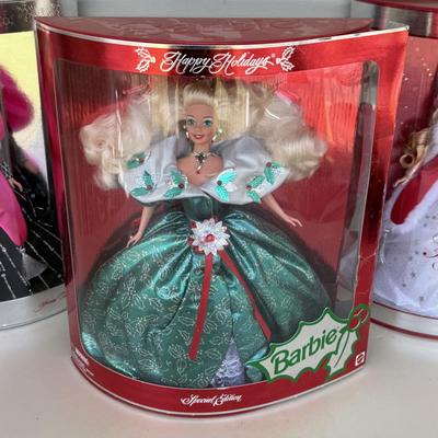 LOT 15P: NRFB Mattel Happy Holidays Barbie Dolls - 50304, 14103 & 20200