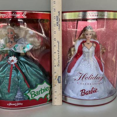 LOT 15P: NRFB Mattel Happy Holidays Barbie Dolls - 50304, 14103 & 20200