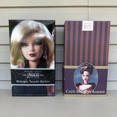 LOT 16P: NRFB Mattel Barbie Dolls - 2001 Midnight Tuxedo Barbie 28796 & Cafe Society Barbie 18892