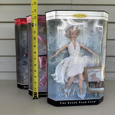 LOT 17P: NRFB Mattel Barbie Doll Marilyn Monroe Collection - The Seven Year Itch 17155, Gentlemen Prefer Blondes 17452 & 17451