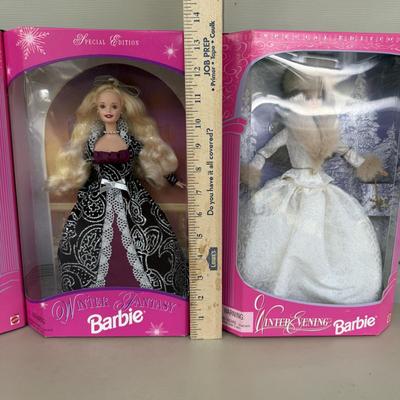 LOT 19P: NRFB Mattel Barbie Doll Special Edition Winter Fantasy 17249 & Winter Evening 19218