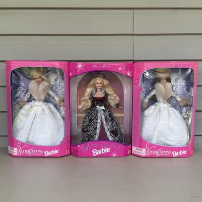 LOT 19P: NRFB Mattel Barbie Doll Special Edition Winter Fantasy 17249 & Winter Evening 19218