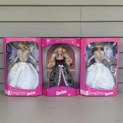 LOT 19P: NRFB Mattel Barbie Doll Special Edition Winter Fantasy 17249 & Winter Evening 19218
