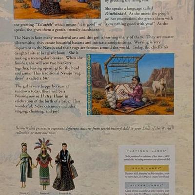 LOT 20P: NRFB Mattel Barbie Collector Edition Dolls Of the World, Princess of the Navajo, 2004 ID # B8956, A Beautiful Addition to Any...