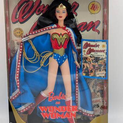 LOT 29P: NRFB Mattel Barbie Collectibles, Wonder Woman 1999 ID # 24638, Lasso This One Before It Gets Away!
