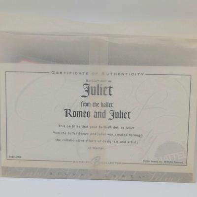LOT 31P: NRFB Mattel Barbie Collector Edition Doll, Romeo and Juliet, 2004 ID # B5655, "But, Soft, What Light Through Yonder Window...