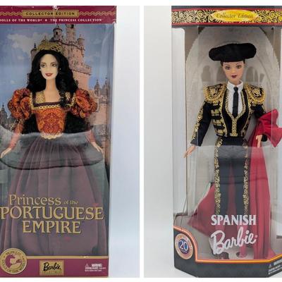 LOT 32P: NRFB Mattel Barbie Collector Edition, Princess of the Portuguese Empire 2002 ID # 56217 & Spanish Barbie 1999 ID #24670