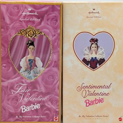 LOT 33P: NRFB Mattel Barbie Collector Edition Hallmark Special Edition Fair Valentine 1997 ID # 18091 & Sentimental Valentine 1996 ID...