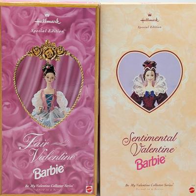 LOT 33P: NRFB Mattel Barbie Collector Edition Hallmark Special Edition Fair Valentine 1997 ID # 18091 & Sentimental Valentine 1996 ID...