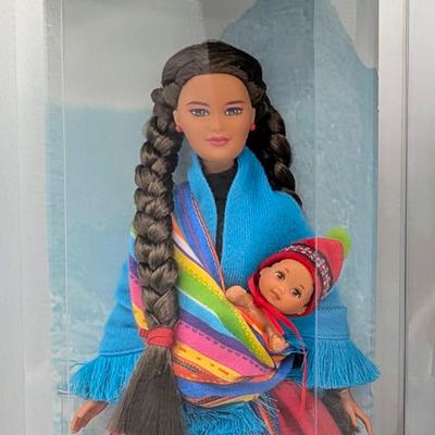 LOT 35P: NRFB Mattel Barbie Collector Editions Peruvian Barbie 1998 ID # 21506 & Chilean Barbie 1997 ID # 18559