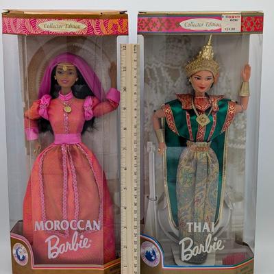 LOT 36P: NRFB Mattel Barbie Collector Editions Moroccan Barbie 1998 ID # 21507 & Thai Barbie 1997 ID # 18561