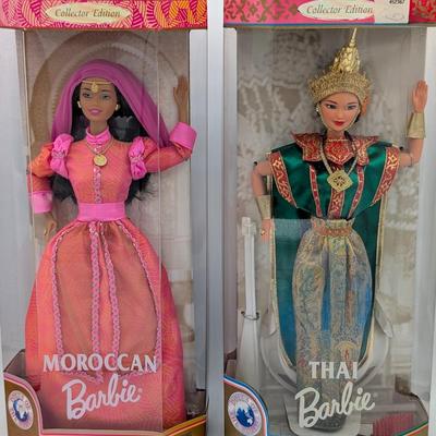 LOT 36P: NRFB Mattel Barbie Collector Editions Moroccan Barbie 1998 ID # 21507 & Thai Barbie 1997 ID # 18561