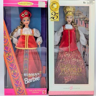 LOT 37P: NRFB Mattel Barbie Collector Editions Russian Barbie 1996 ID # 16500 & Princess of Imperial Russian ID # G5861