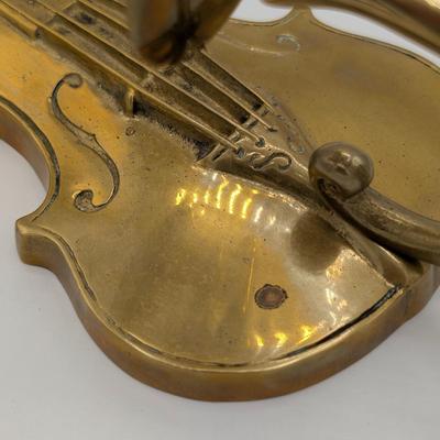 LOt 38D Pair of Vintage Andrea by Sadek Brass Violin Candle Holder Wall Sconce