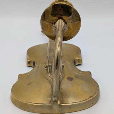 LOt 38D Pair of Vintage Andrea by Sadek Brass Violin Candle Holder Wall Sconce