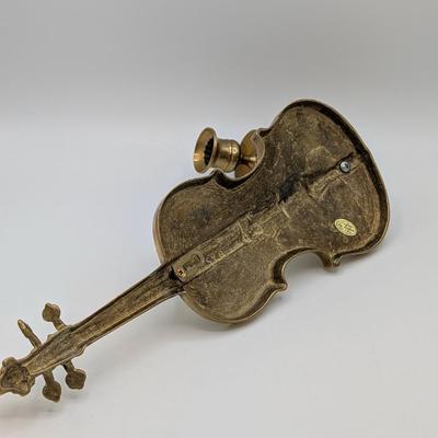 LOt 38D Pair of Vintage Andrea by Sadek Brass Violin Candle Holder Wall Sconce