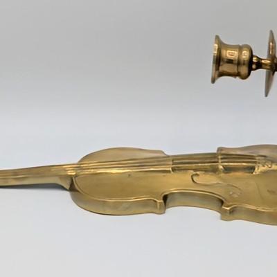 LOt 38D Pair of Vintage Andrea by Sadek Brass Violin Candle Holder Wall Sconce