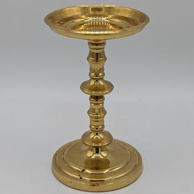 LOT 39D: Collection of Vintage Brass Candle Holders, Two 3 Arm Candelabras, 2 Taper Candle Holders & 1 Pillar Candle Holder