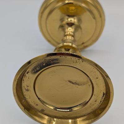 LOT 39D: Collection of Vintage Brass Candle Holders, Two 3 Arm Candelabras, 2 Taper Candle Holders & 1 Pillar Candle Holder