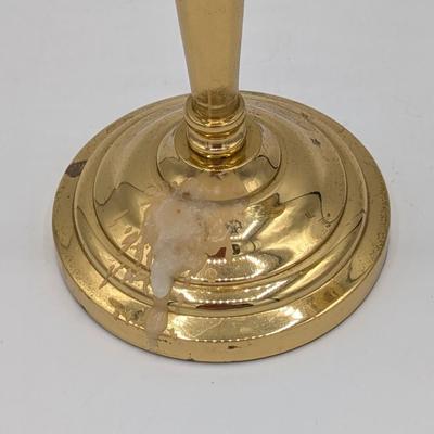 LOT 39D: Collection of Vintage Brass Candle Holders, Two 3 Arm Candelabras, 2 Taper Candle Holders & 1 Pillar Candle Holder