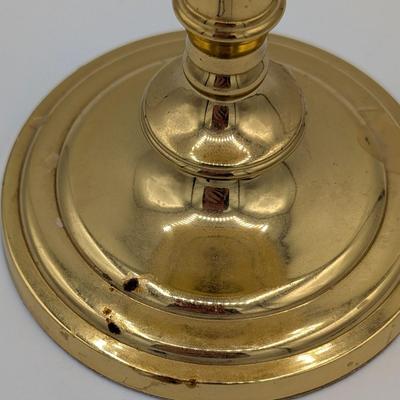 LOT 39D: Collection of Vintage Brass Candle Holders, Two 3 Arm Candelabras, 2 Taper Candle Holders & 1 Pillar Candle Holder