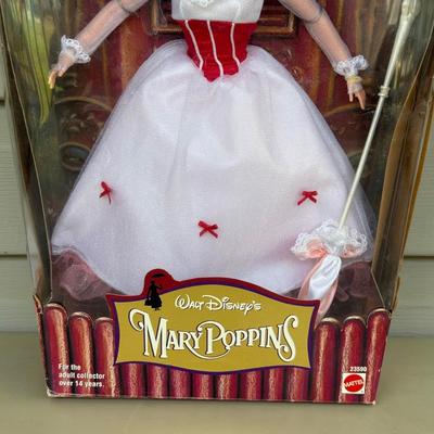 LOT 81P: NRFB Mattel Barbie Doll Walt Disney Cinderella & Mary Poppins 26291 & 23590 & Disney Belle Princess Horse Doll &...