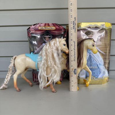 LOT 81P: NRFB Mattel Barbie Doll Walt Disney Cinderella & Mary Poppins 26291 & 23590 & Disney Belle Princess Horse Doll &...