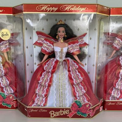 LOT 82P: NRFB Mattel Barbie Dolls Happy Holidays Barbies 17832