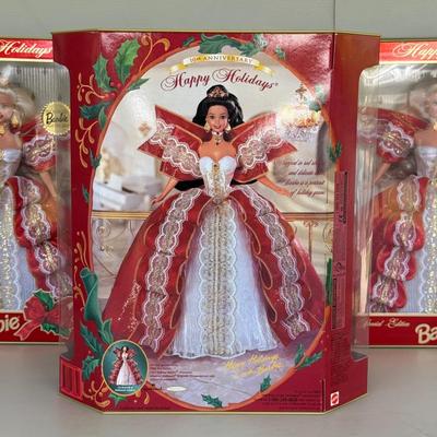LOT 82P: NRFB Mattel Barbie Dolls Happy Holidays Barbies 17832