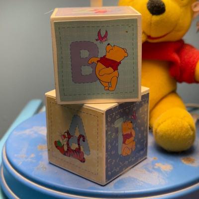 LOT 84B: Winnie the Pooh Toy Box, Plush Lamp & Beary Poppins Teddy Bear