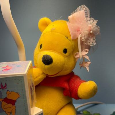 LOT 84B: Winnie the Pooh Toy Box, Plush Lamp & Beary Poppins Teddy Bear