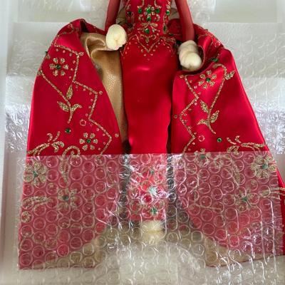 LOT 85P: NRFB Mattel Porcelain Barbie Dolls - Holiday Ball 18326, Holiday Carolers 15760 & Holiday Gift 20128