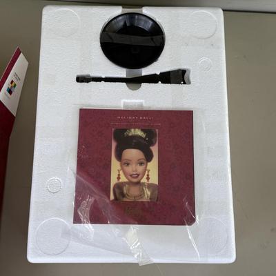 LOT 85P: NRFB Mattel Porcelain Barbie Dolls - Holiday Ball 18326, Holiday Carolers 15760 & Holiday Gift 20128