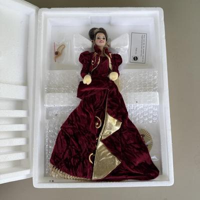 LOT 85P: NRFB Mattel Porcelain Barbie Dolls - Holiday Ball 18326, Holiday Carolers 15760 & Holiday Gift 20128