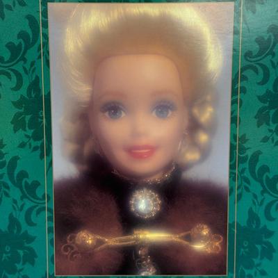 LOT 85P: NRFB Mattel Porcelain Barbie Dolls - Holiday Ball 18326, Holiday Carolers 15760 & Holiday Gift 20128