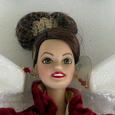 LOT 85P: NRFB Mattel Porcelain Barbie Dolls - Holiday Ball 18326, Holiday Carolers 15760 & Holiday Gift 20128