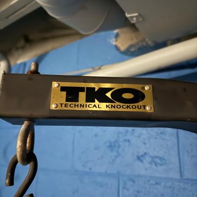 LOT 86: TKO Commercial Heavy Bag Stand w/ TKO 100lb Pro Style Heavy Bag