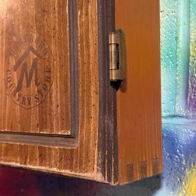 LOT 88B: Marlboro Country Wooden Dartboard Cabinet w/ Dartboard, Darts & More