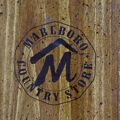 LOT 88B: Marlboro Country Wooden Dartboard Cabinet w/ Dartboard, Darts & More