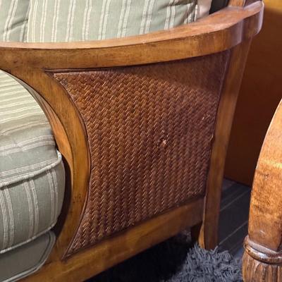 LOT 90B: Beautiful Vintage Wooden Frame Sofa w/ Matching Chair