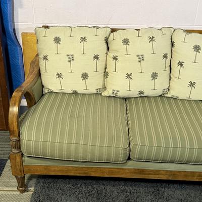 LOT 90B: Beautiful Vintage Wooden Frame Sofa w/ Matching Chair
