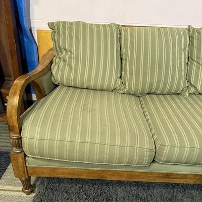 LOT 90B: Beautiful Vintage Wooden Frame Sofa w/ Matching Chair