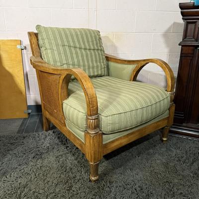 LOT 90B: Beautiful Vintage Wooden Frame Sofa w/ Matching Chair