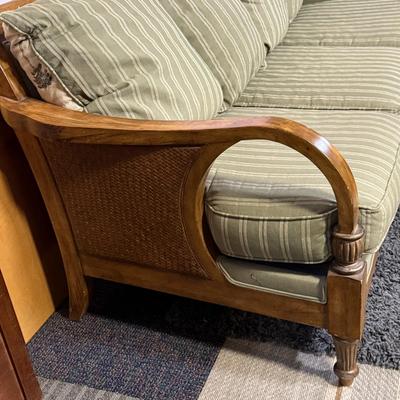 LOT 90B: Beautiful Vintage Wooden Frame Sofa w/ Matching Chair