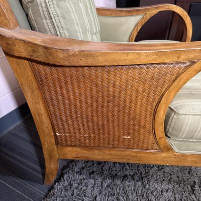 LOT 90B: Beautiful Vintage Wooden Frame Sofa w/ Matching Chair