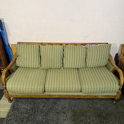 LOT 90B: Beautiful Vintage Wooden Frame Sofa w/ Matching Chair