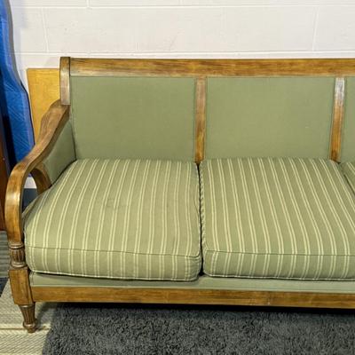 LOT 90B: Beautiful Vintage Wooden Frame Sofa w/ Matching Chair