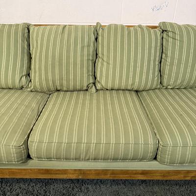 LOT 90B: Beautiful Vintage Wooden Frame Sofa w/ Matching Chair