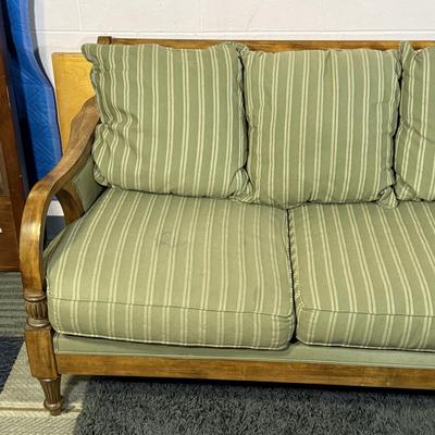LOT 90B: Beautiful Vintage Wooden Frame Sofa w/ Matching Chair